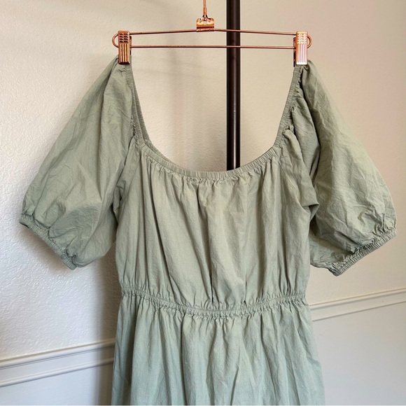 Sim & Sam Sage Green Puff Sleeve Square Neck Peasant Dress Women’s Small - Picture 5 of 8